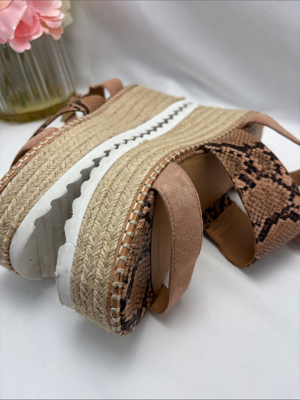 Crown Vintage Women’s 9.5 an Snake-Print Espadrille‎ Wedge Sandals #371 - Picture 9 of 12